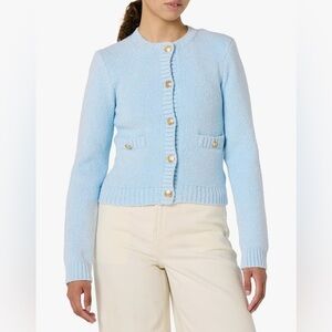 Light Blue Cardigan with Gold Buttons